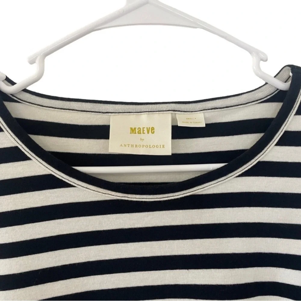 Maeve by Anthropologie Flouncy Top Small Petite Striped Bell Long Sleeve - Picture 3 of 5